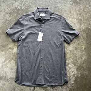 NWT Nice2Stuff NYC Grey Melange Knit Button Down Shirt Minimalist M